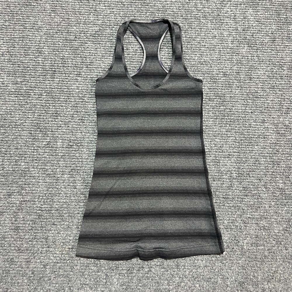 Lululemon Tank Top Womens 2 Gray Stripe Racerback Athletic Running Yoga Small